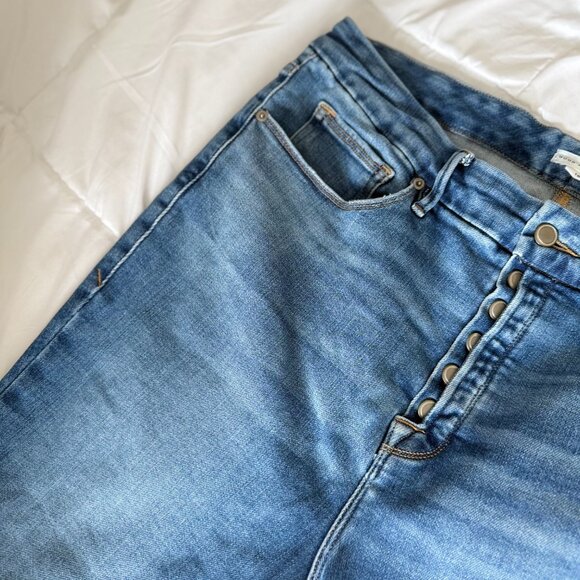 Good American Button Fly Distressed High Rise Skinny Jeans (Plus Size 16/1X) - Picture 3 of 9